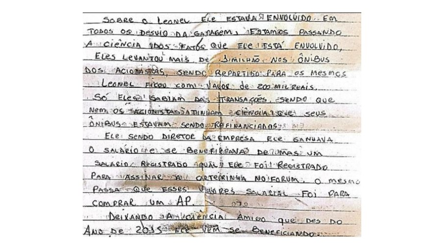 Carta enviada por Leonel Moreira Martins
