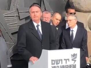 Presidente Bolsonaro faz pronunciamento após visita ao Museu do Holocausto, em Jerusalém
