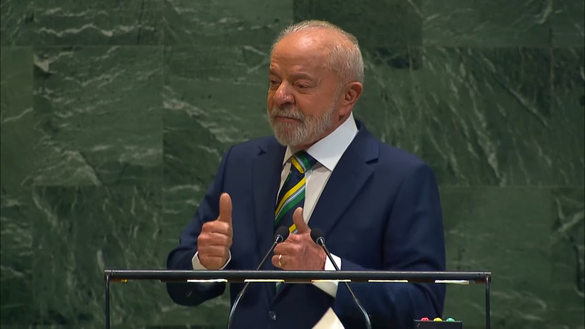 O presidente Lula em discurso na ONU O presidente Lula em discurso na ONU