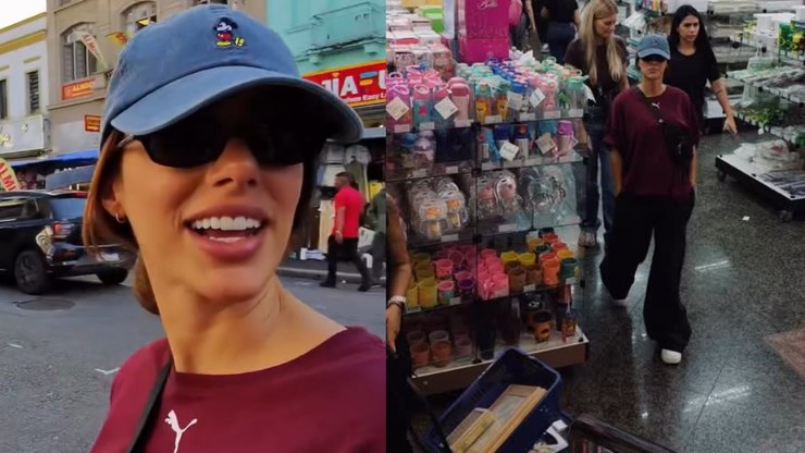 Bruna Biancardi usa disfarce para fazer compras na 25 de Março