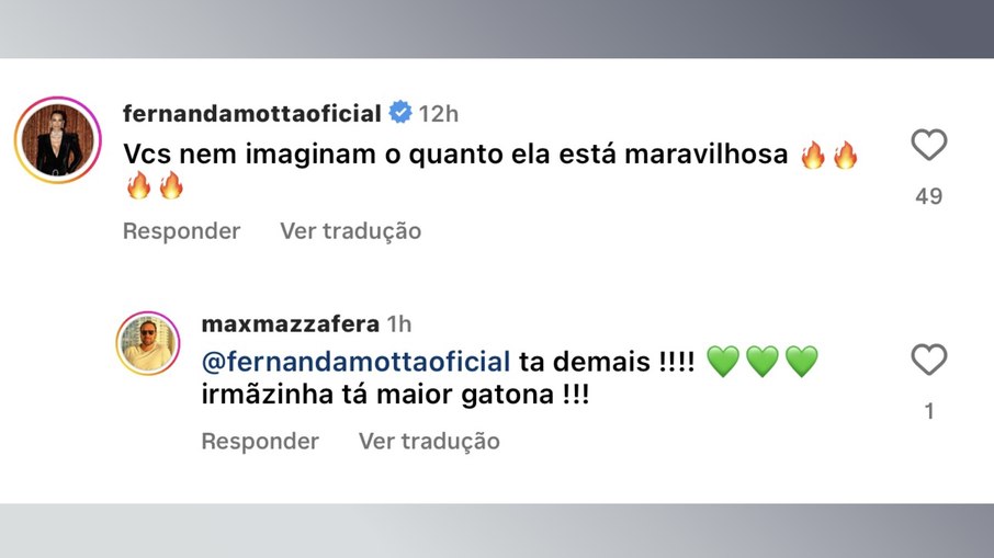 Print do comentário de Max Mazzafera, irmão de Maya Mazzafera, no Instagram