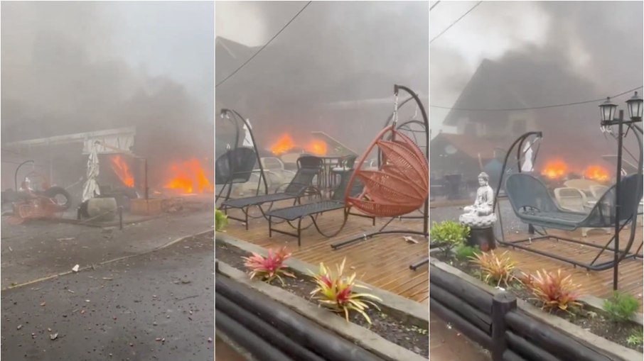 Avião caiu no centro de Gramado na manhã deste domingo (22)