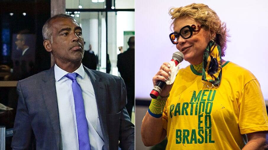 Romário de Souza Faria, senador e a ex-mulher do presidente Jair Bolsonaro, Rogéria Bolsonaro
