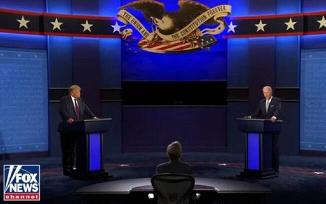 Trump e Biden no primeiro debate das eleições americanas.