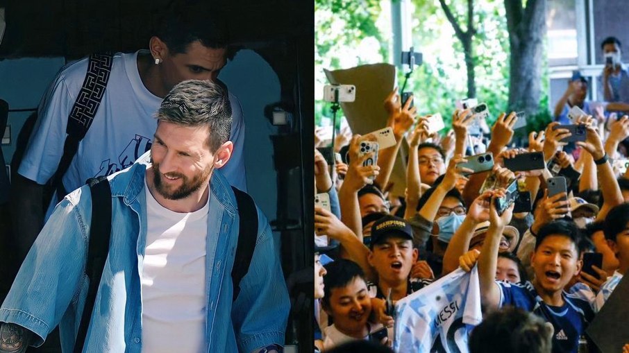 Fãs compareceram ao hotel da Argentina para tentar ver Messi