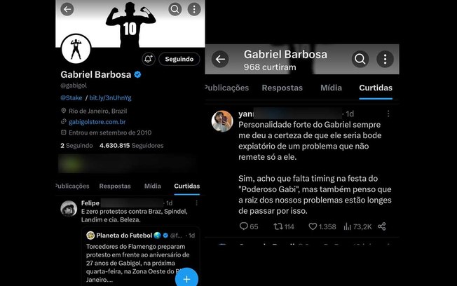 Gabigol curte publicações com críticas à diretoria do Flamengo