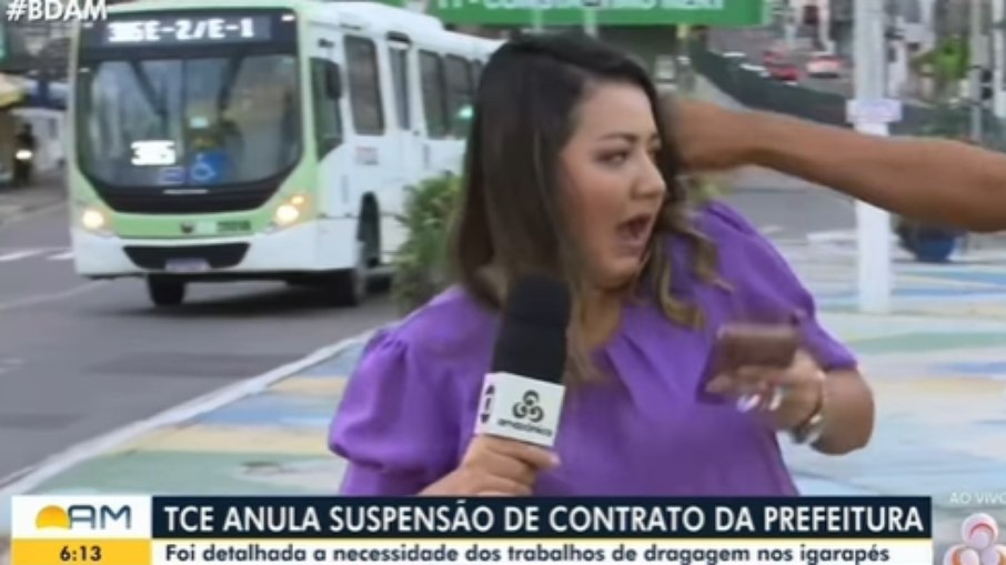 A repórter foi agredida ao vivo no Bom Dia Amazonas