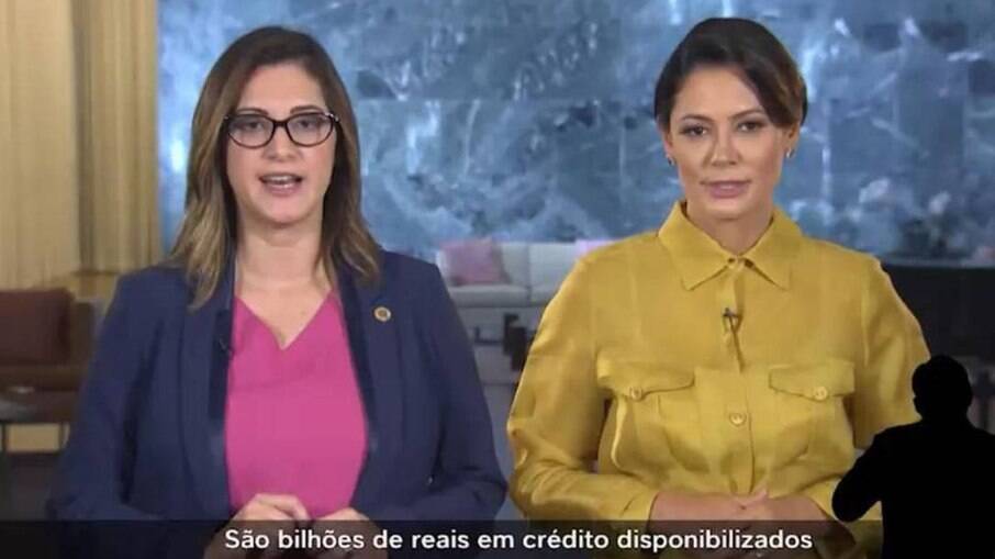 Michelle Bolsonaro faz pronunciamento no Dia das Mães ao lado de ministra Cristiane Brito