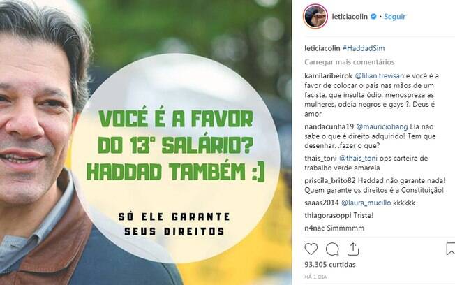Famosos apoiam Fernando Haddad do PT no segundo turno das eleições