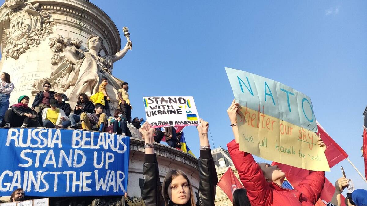 Protesto na Europa contra guerra na Ucrânia