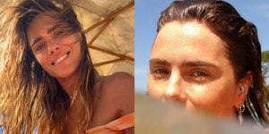 Carolina Dieckmmann curte sol em praia no Rio e exibe corpão