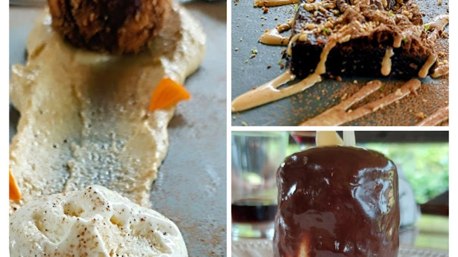 Esquerda - Virado de banana e direita, Brownie e sorvete Esquerda - Virado de banana e direita, Brownie e sorvete