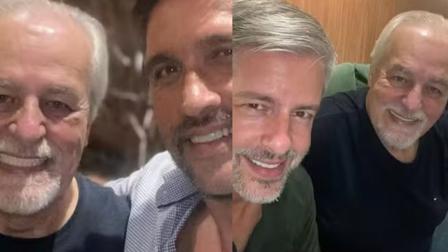 Victor e Leo ao lado do pai, Ronald Zapala