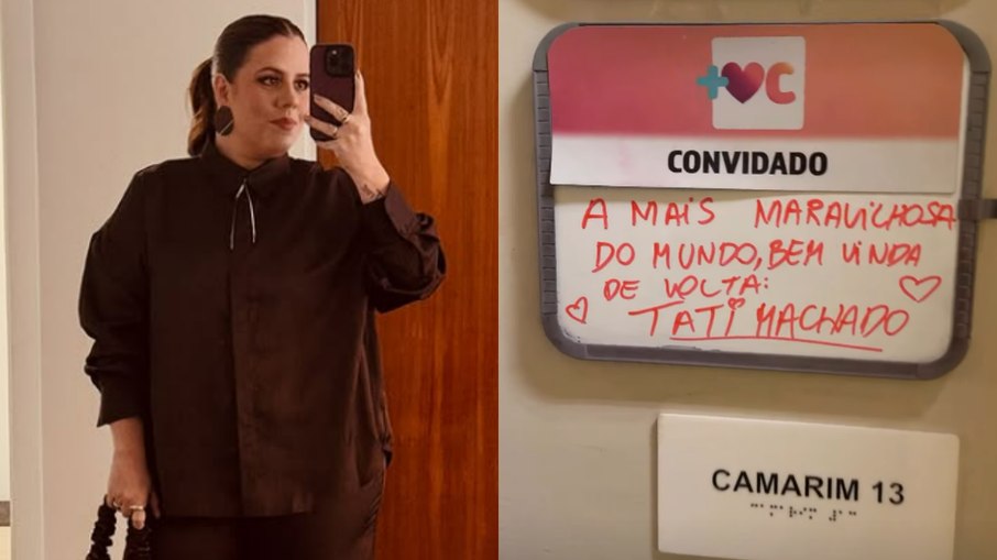 Tati Machado é recebida com carinho no Mais Você