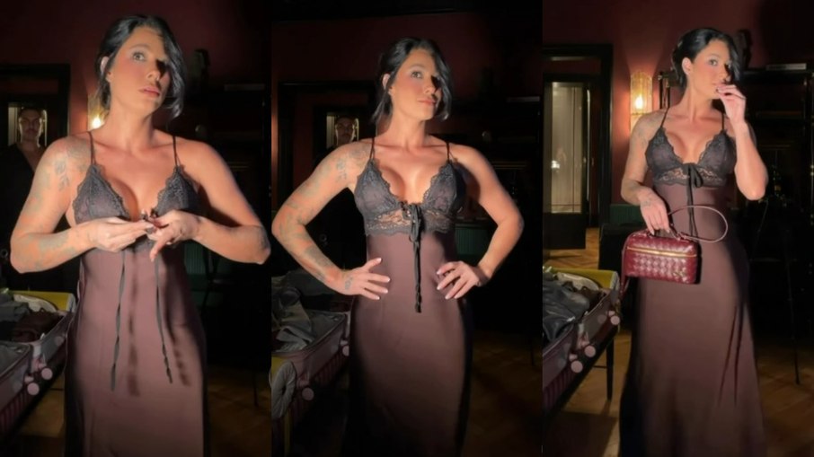 Rayane Figliuzzi mostra look para jantar em Milão
