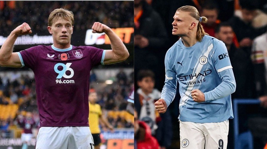 Flemming e Haaland são artilheiros de Burnley e Manchester City