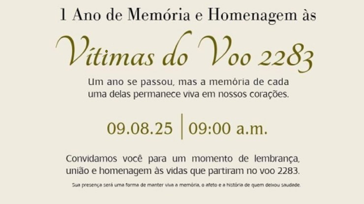 Cerimônia homenageia vítimas do voo 2283 em Vinhedo