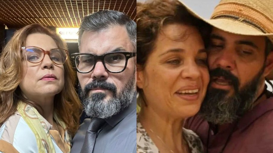 Isabel Teixeira e Juliano Cazarré reviveram 'Pantanal' em encontro nos bastidores da Globo