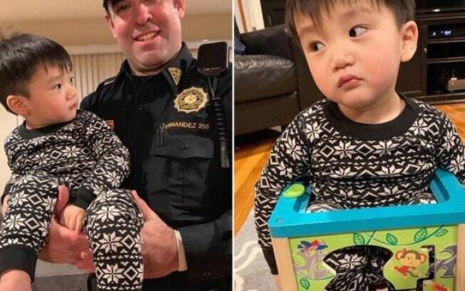 Mãe ficou apavorada com a situação e acionou os policiais para ajudá-lo a tirar o bebê de dentro do brinquedo
