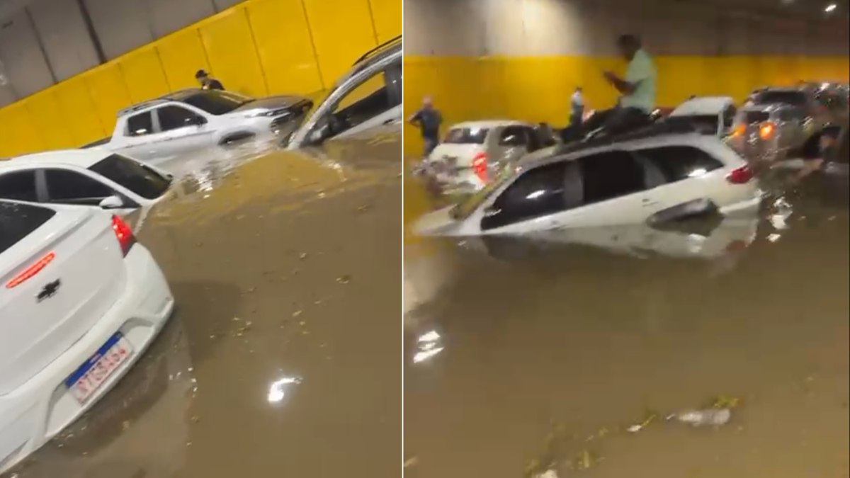 Túnel em SP alaga e motoristas sobem em tetos de carros