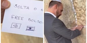 Vídeo: Eduardo pede "Solta o Bolsonaro" no Muro das Lamentações