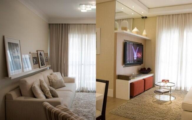 Ampliação de espaço nas salas pequenas fica a cargo de espelhos e cores claras