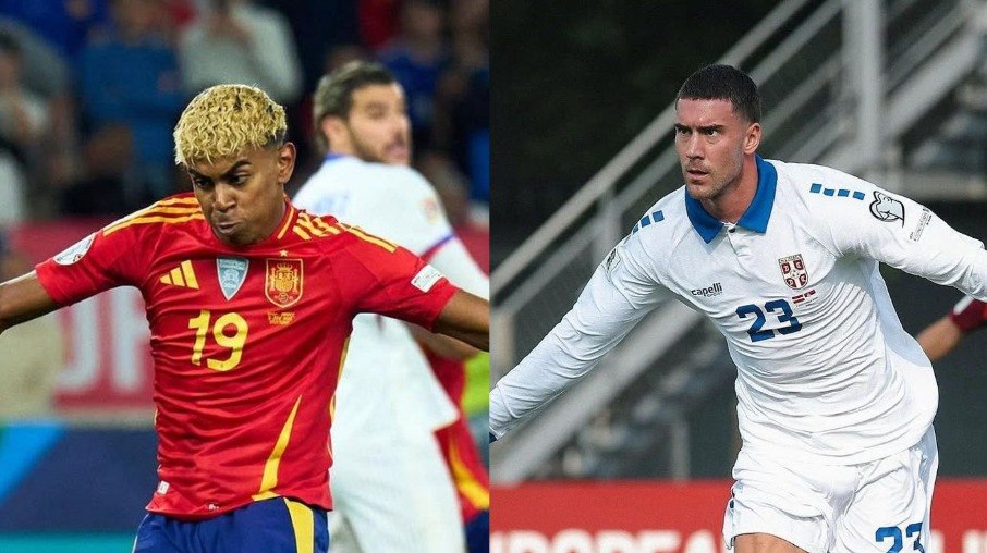 Yamal e Vlahovic são destaques de Espanha e Sérvia