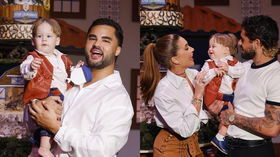 Lucas Guedez, Virginia e Zé Felipe na festa de José Leonardo