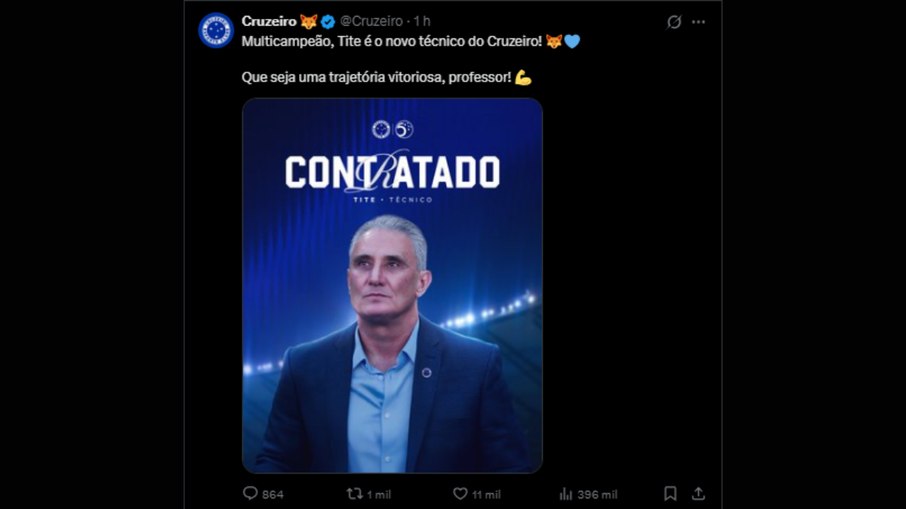 Cruzeiro anuncia Tite como o substituto de Leonardo Jardim