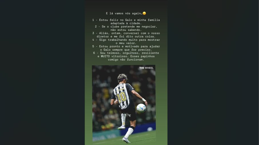 Scarpa posta mensagem após rumores sobre saída do Galo
