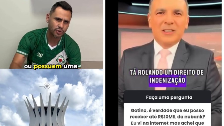 O senador Cleitinho Azevedo (MG) e o jornalista e apresentador Reinaldo Gottino tiveram vídeos manipulados divulgando a falsa indenização O senador Cleitinho Azevedo (MG) e o jornalista e apresentador Reinaldo Gottino tiveram vídeos manipulados divulgando a falsa indenização