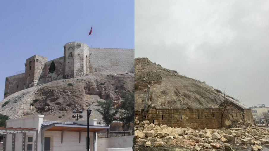Castelo de Gaziantep, na Turquia, ficou destruído após terremoto