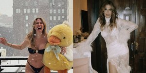 Luciana Gimenez exibe corpão em meio à nevasca
