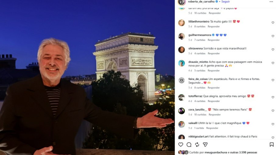 Roberto de Carvalho, viúvo de Rita Lee, é visto com ex em Paris Roberto de Carvalho, viúvo de Rita Lee, é visto com ex em Paris