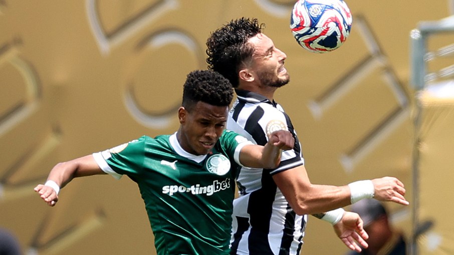 Estêvão e Alex Telles disputam bola no jogo que eliminou o Botafogo no Mundial de Clubes Estêvão e Alex Telles disputam bola no jogo que eliminou o Botafogo no Mundial de Clubes