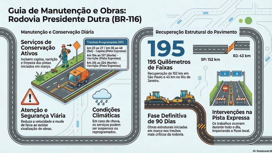 Via Dutra recebe serviço de capina e limpeza; veja onde