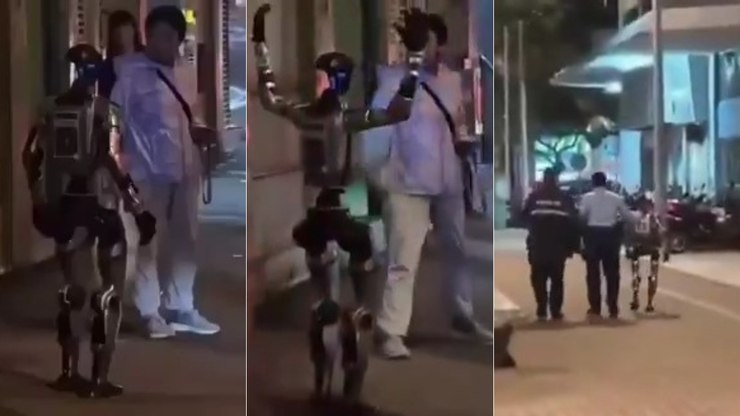 Robô humanoide assusta idosa e acaba “escoltado” pela polícia