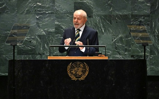 O presidente Luiz Inácio Lula da Silva discursa durante a 79ª Sessão da Assembleia Geral das Nações Unidas, na sede das Nações Unidas, na cidade de Nova York, em 24 de setembro de 2024