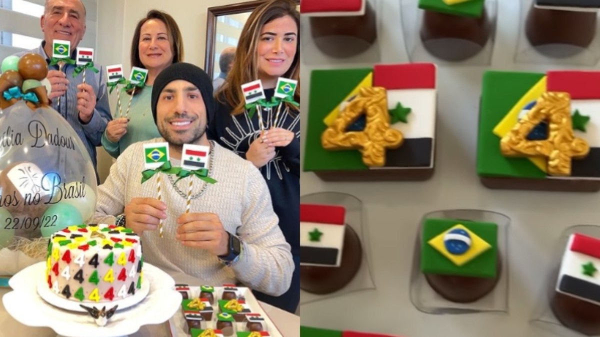 Kaysar comemora vinda da família