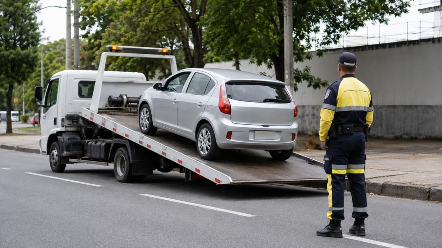 Imagem de IA - Recolhimento de carro em situação irregular Imagem de IA - Recolhimento de carro em situação irregular
