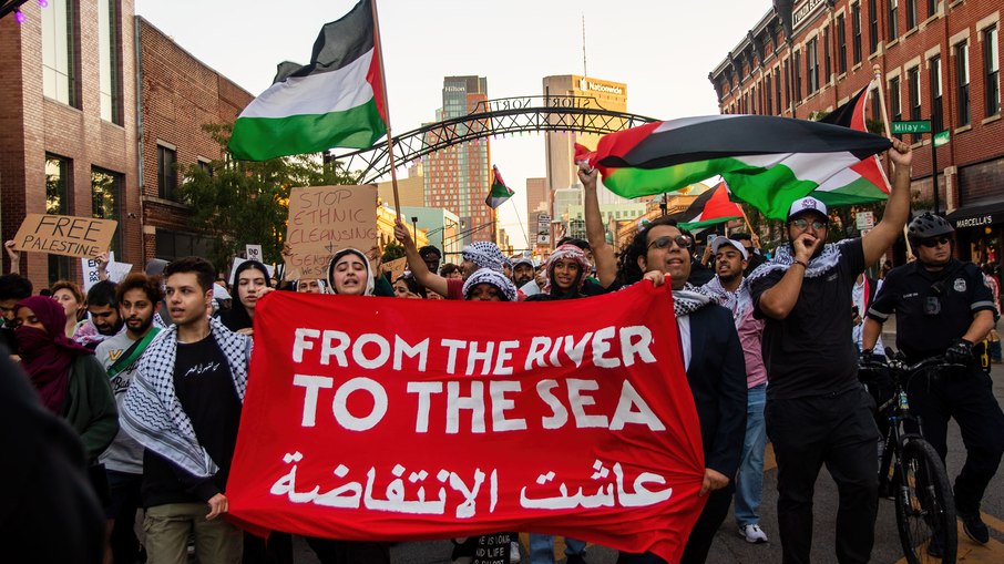 Protesto pró Palestina em Ohio, nos Estados Unidos