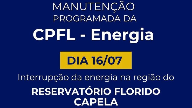 Manutenção da CPFL afeta distribuição de água na Capela