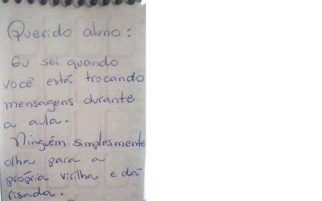 Nada melhor do que receber bilhetinhos do professor.