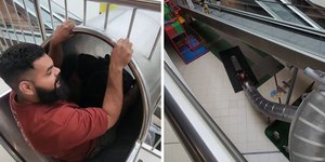 Shopping em Praga instala escorregador e vira atração turística