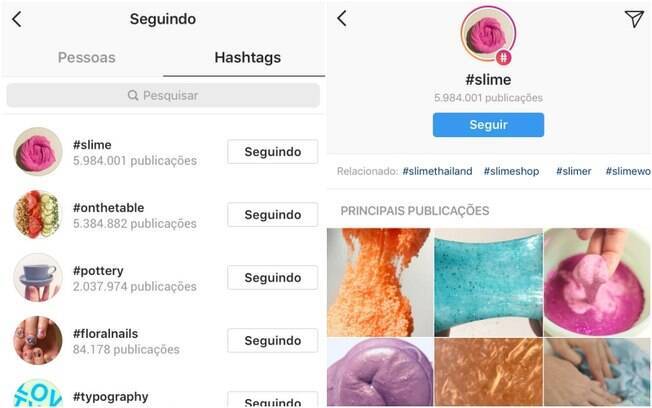 Página de hashtags no Instagram exibe tópicos parecidos que possam interessar aos usuários