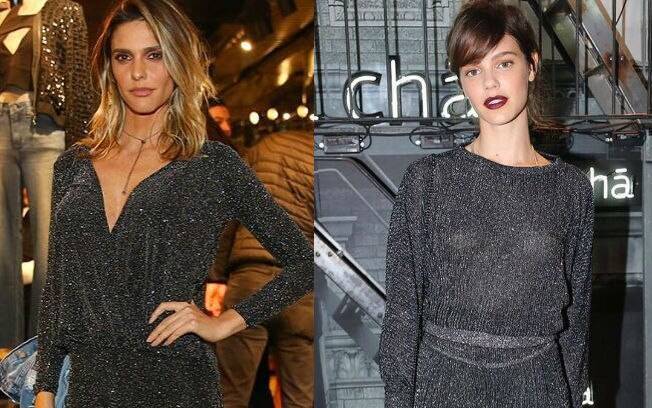 A apresentadora Fernanda Lima e a atriz Laura Neiva apareceram com looks gêmeos em evento de moda nessa quarta (12)
