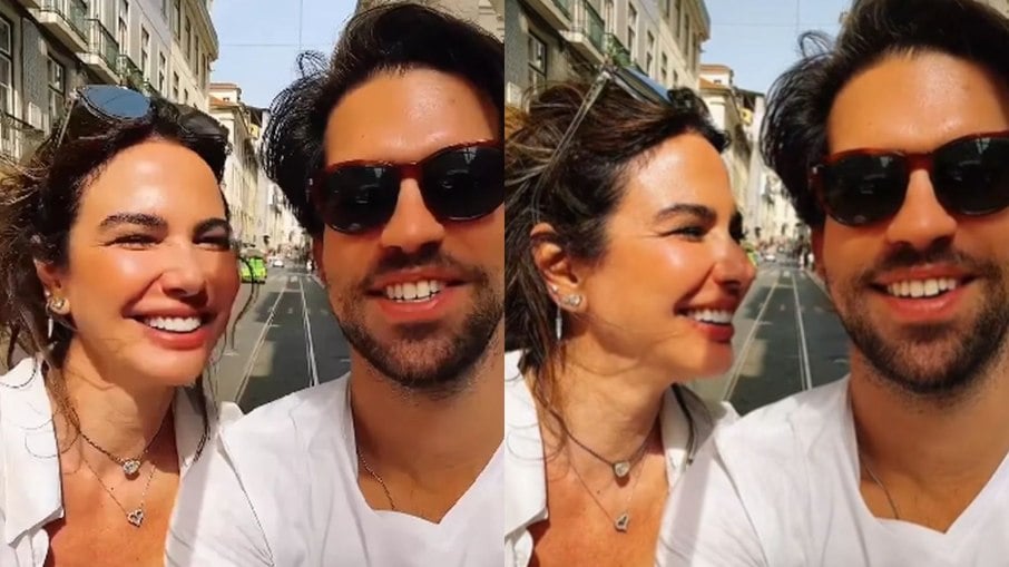 Luciana Gimenez e namorado Renato Breia durante viagem em Portugal
