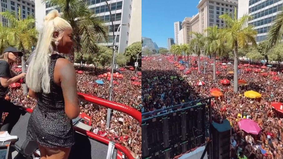 Ludmilla comanda bloco no Rio de Janeiro horas após desfile na Sapucaí