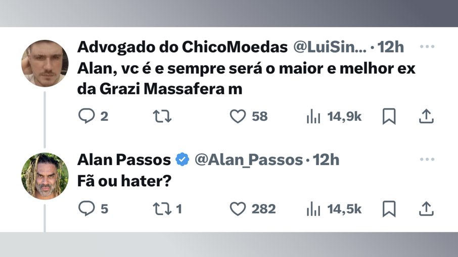 Print do comentário de Alan Passos no X/Twitter