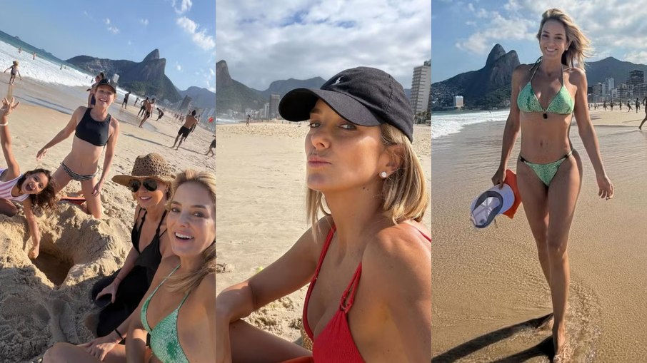 Ticiane Pinheiro curte praia no feriado